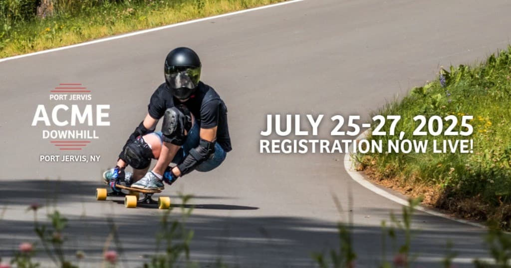 Port Jervis ACME Downhill - rider in tuck on the closed course
